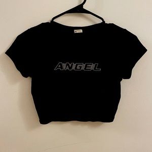 y2k angel rhinestone baby tee